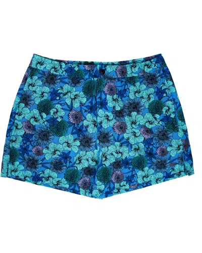 Lords Of Harlech Men's Blue / Pink / Purple Quack Hibiscus Garden Swim Short - Blue In Blue/pink/purple