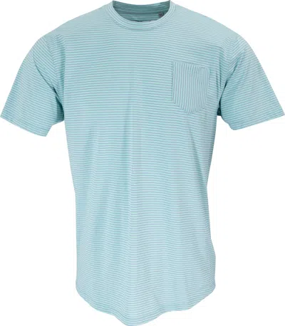 Lords Of Harlech Tate Lagoon Stripe Crew Neck Tee In Blue