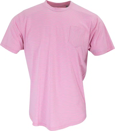 Lords Of Harlech Tate Pink Stripe Crew Neck Tee In Blue/pink/purple