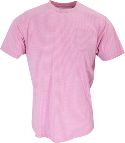 Lords Of Harlech Tate Pink Stripe Crew Neck Tee