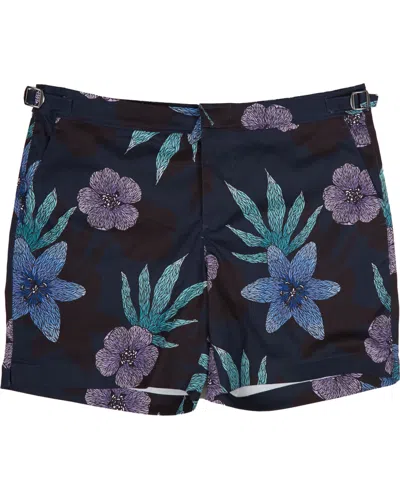 Lords Of Harlech Men's Blue Pool Floral Memory Swim Short - Navy