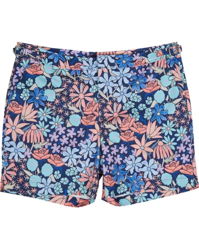 Lords Of Harlech Men's Blue Pool Rough Floral Swim Short - Navy