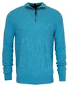 Lords Of Harlech Men's Blue Quinn Quarter-zip Merino Sweater - Teal In Blue