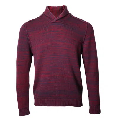 Lords Of Harlech Men's Blue / Red Sweet Shawl Neck Sweater In Burgundy In Blue/red