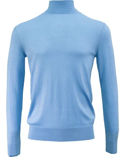 Lords Of Harlech Men's Blue Ronan Merino Turtleneck Sweater - Sky