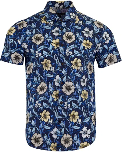 Lords Of Harlech Men's Blue Scott Meadow Flora Shirt - Navy