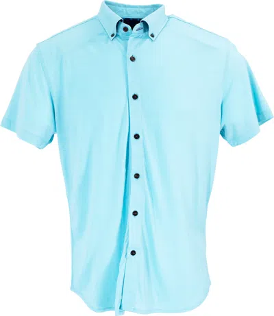 Lords Of Harlech Men's Blue Tobias Merino Shirt - Nile