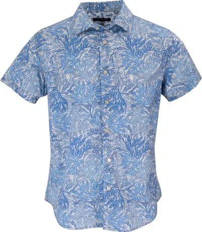 Lords Of Harlech Men's Blue / White / Grey Scott Coral Shadow Shirt In Ivory In Blue/white/grey