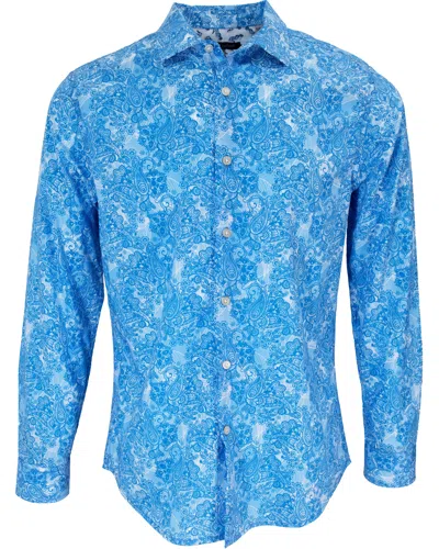 Lords Of Harlech Men's Blue / White Nigel Paisley Wave Shirt In Blue In Blue/white