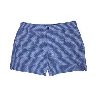 Lords Of Harlech Quack 2 Theo Geo Blue Swim Trunk In Blue/white