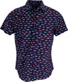 LORDS OF HARLECH MEN'S BLUE / YELLOW / ORANGE GEORGE SUBS SHIRT IN NAVY