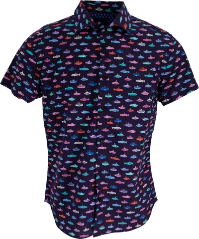 Lords Of Harlech George Subs Shirt In Navy In Blue/yellow/orange