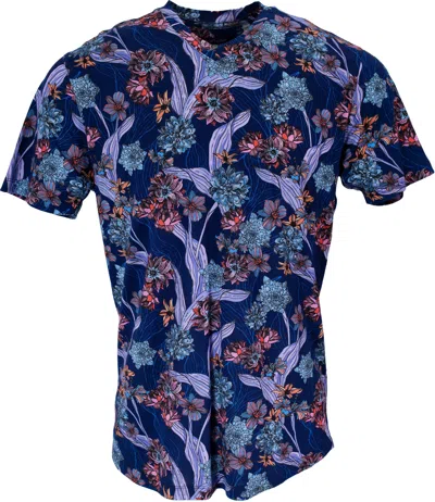 Lords Of Harlech Men's Blue / Yellow / Orange Maze Ocean Floral Shirt - Blue In Blue/yellow/orange