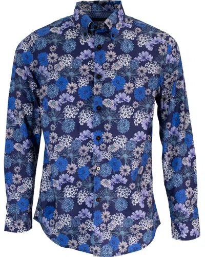 Lords Of Harlech Men's Blue / Yellow / Orange Morris Jardin Shirt In Skipper In Blue/yellow/orange