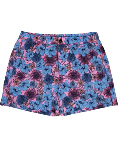 Lords Of Harlech Men's Blue / Yellow / Orange Quack Hibiscus Garden Swim Short - Pink In Blue/yellow/orange