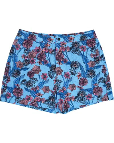 Lords Of Harlech Quack Ocean Floral Blue Shorts In Blue/yellow/orange