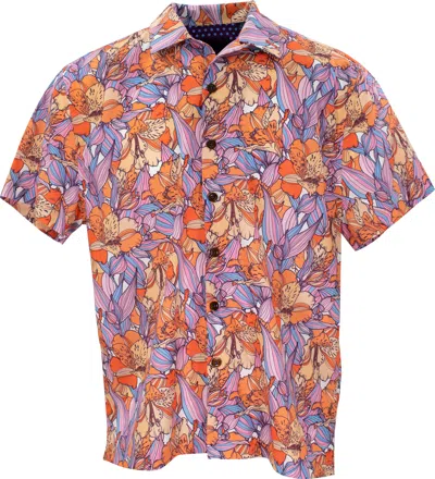 Lords Of Harlech Ralph Floral Haze Shirt In Orange