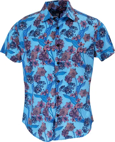 Lords Of Harlech Scott Ocean Floral Shirt In Blue In Blue/yellow/orange