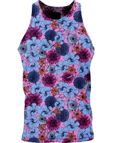 Lords Of Harlech Men's Blue / Yellow / Orange Tedford Hibiscus Garden Tank - Pink In Blue/yellow/orange