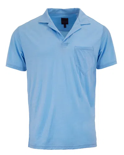 Lords Of Harlech Men's Bobby Merino Jersey Collared Shirt -blue