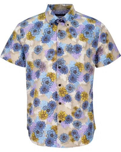 Lords Of Harlech Men's Brown Tim Snap Floral Shirt - Pumice