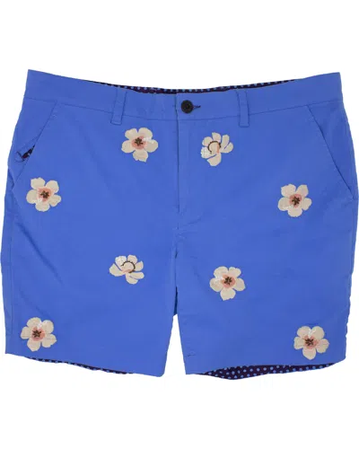 Lords Of Harlech Edward Blue Flower Embroidery Shorts