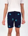 Lords Of Harlech Men's Edward Short In Octopus Embroidery In Blue