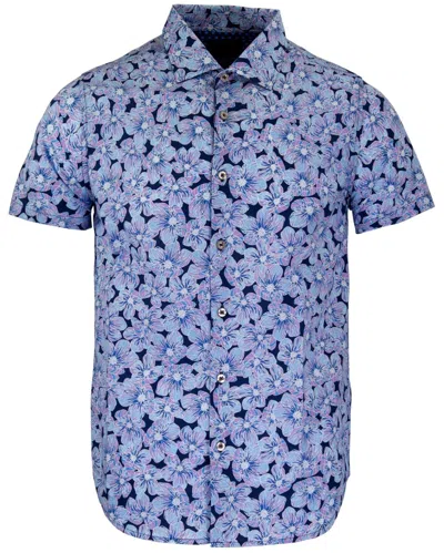 Lords Of Harlech Men's George All Over Flowers Shirt - Blue