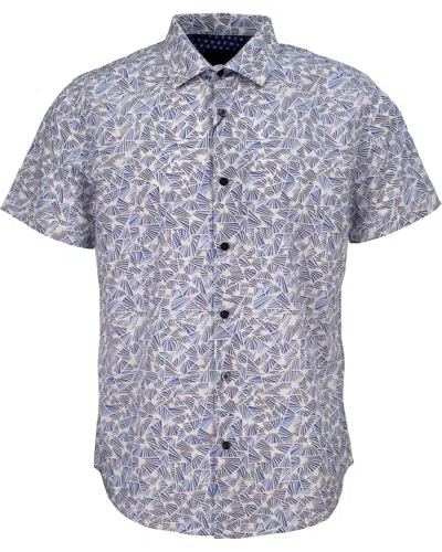 Lords Of Harlech Men's George Geo Laser Cut Shirt - Blue