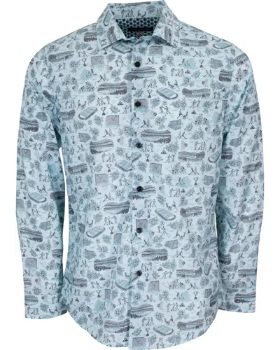 Lords Of Harlech Men's Green / Blue / Grey Nigel Soccer Toile Shirt In Nile In Green/blue/grey