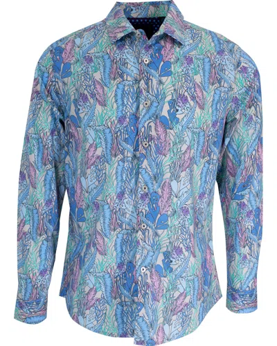 Lords Of Harlech Men's Green / Blue / Grey Norman Floral Tide Shirt In Pumice In Green/blue/grey
