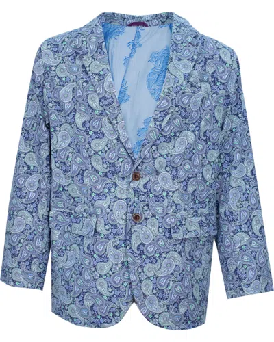 Lords Of Harlech Men's Green / Blue Hadrian Pow Paisley Blazer - Grass In Green/blue