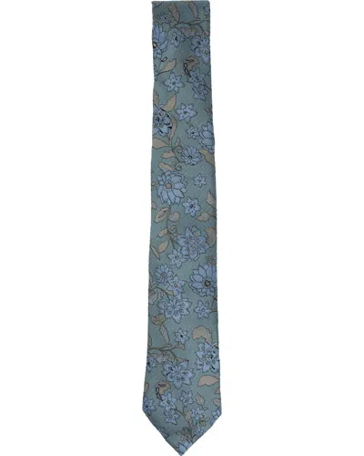 Lords Of Harlech Men's Green / Blue Lotus Aqua Tie In Brown