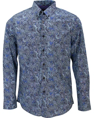 Lords Of Harlech Men's Green / Blue Mitchell Paisley Goal Shirt In Ocean In Green/blue