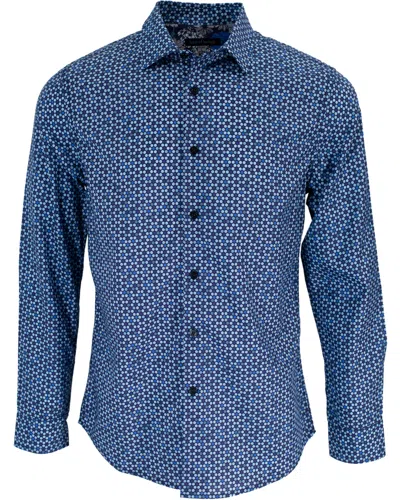 Lords Of Harlech Men's Green / Blue Nigel Football Geo Shirt In Blue In Green/blue