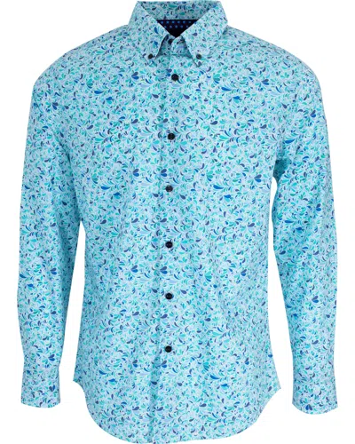 Lords Of Harlech Mitchell Small Swirl Shirt In Lagoon In Blue