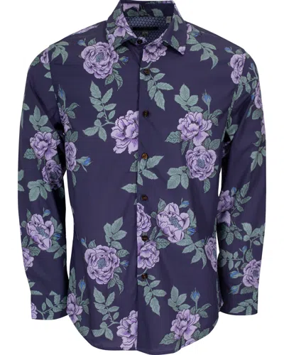 Lords Of Harlech Men's Green / Blue / Pink Nigel Floating Forna Shirt In Skipper In Green/blue/pink
