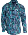 Lords Of Harlech Men's Green / Blue / Pink Norman Floral Tide Shirt In Smoke In Green/blue/pink
