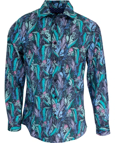 Lords Of Harlech Men's Green / Blue / Pink Norman Floral Tide Shirt In Smoke In Green/blue/pink