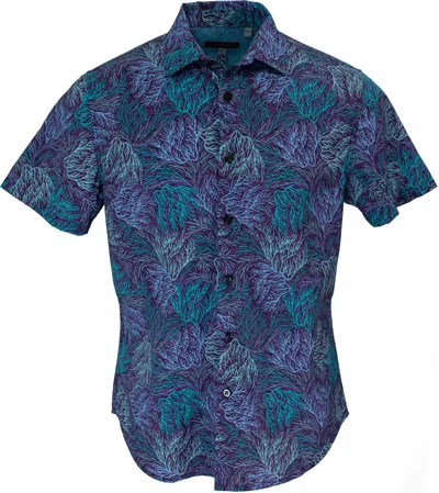 Lords Of Harlech Men's Green / Blue / Pink Scott Coral Shadow Shirt In Purple In Green/blue/pink
