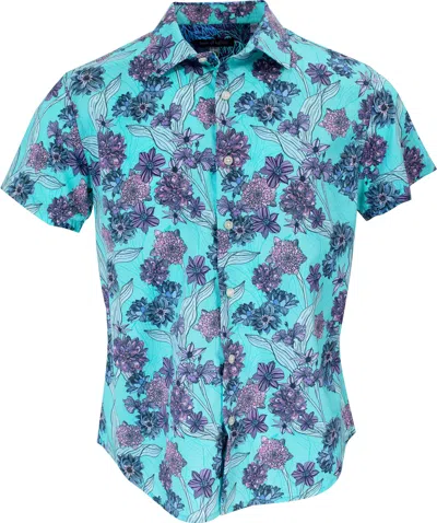 Lords Of Harlech Men's Green / Blue / Pink Scott Ocean Floral Shirt In Lagoon In Green/blue/pink