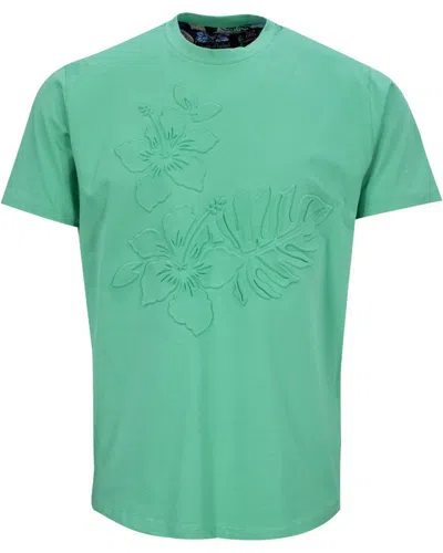 Lords Of Harlech Men's Green Carson Embossed Floral Tee - Clover