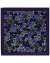 Lords Of Harlech Men's Green Hudson Dense Floral Merino Handkerchief  Pocket Square - Olive
