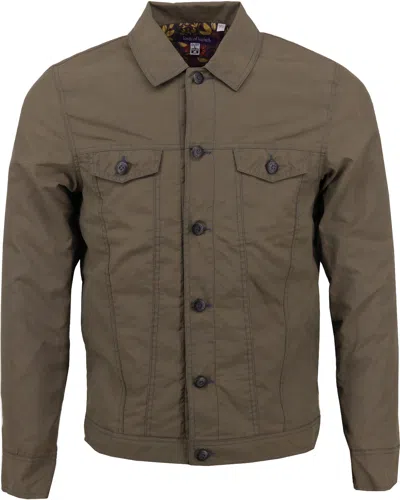 Lords Of Harlech Men's Green James Olive Trucker Jacket