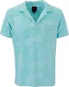 Lords Of Harlech Men's Green Johnny Farm Floral Towel Polo Shirt - Spearmint In Green