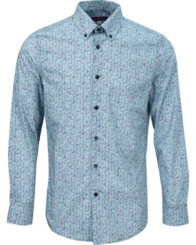 Lords Of Harlech Men's Green Morris Geo Tulip Shirt - Mint