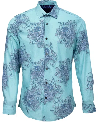 Lords Of Harlech Men's Green Norman Random Paisley Shirt - Mint