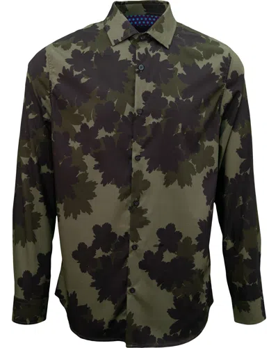 Lords Of Harlech Men's Green Norman Salerno Floral Shirt - Sage