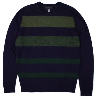 Lords Of Harlech Men's Green / Pink / Purple Dave Striped Crewneck Sweater In Plum In Green/pink/purple