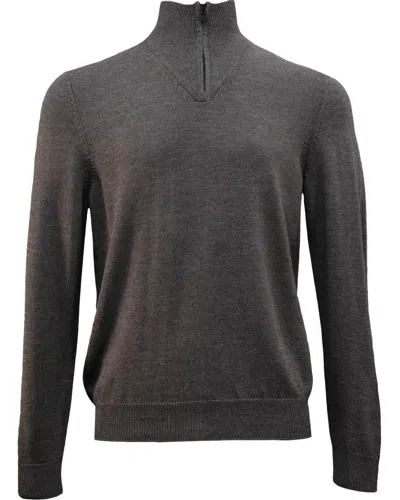 Lords Of Harlech Men's Green Quest Fully Fashioned Quarter-zip Merino Sweater - Navy Olive Twist